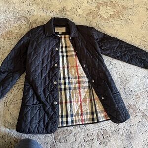 Burberry Black Quilted Jacket with Check Lining- 16yo